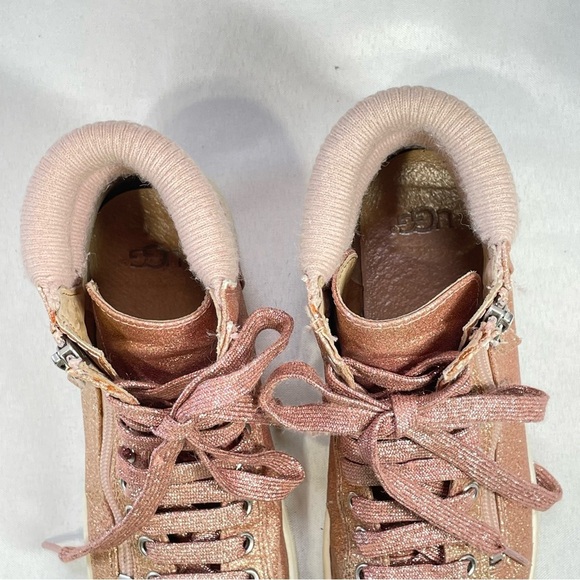 UGG Olive High Top Sneakers Women's Size 6 Pink Glitter Lace Up Side Zip Casual - Picture 5 of 12
